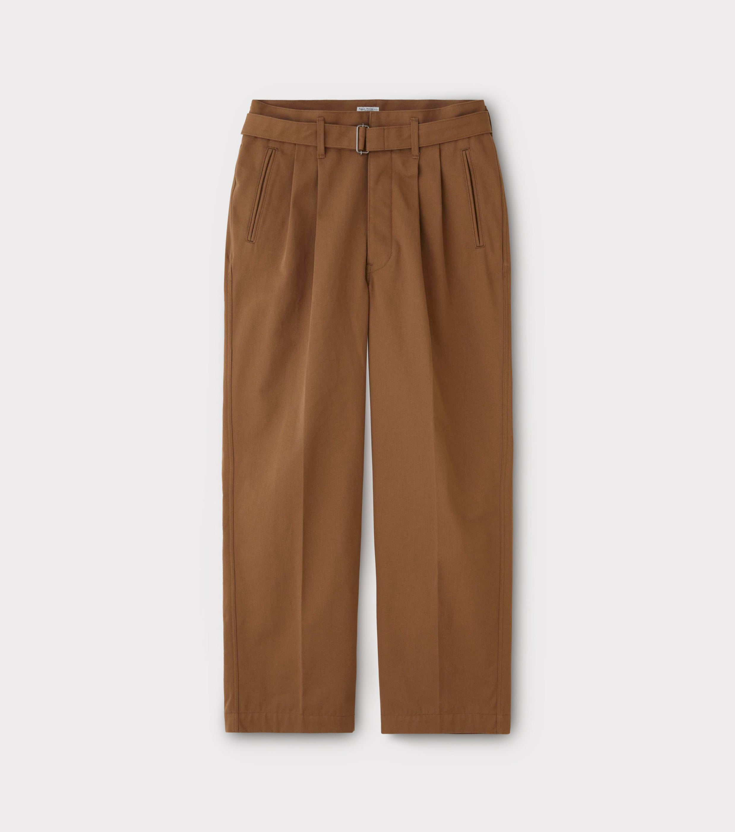 PHIGVEL -BELTED 2TUCK TROUSERS- TOBACCO