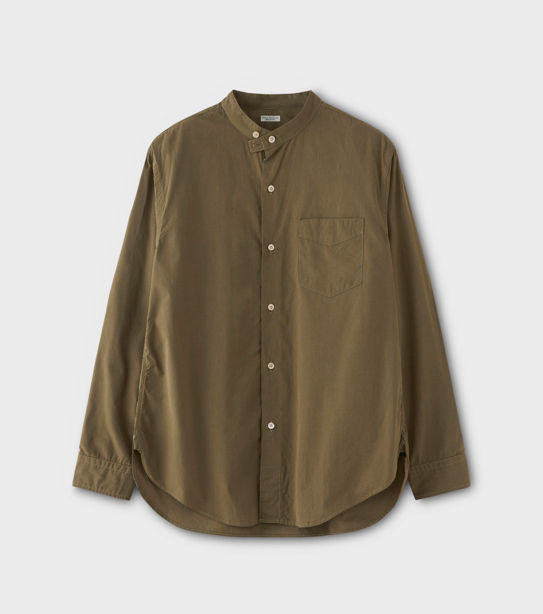 PHIGVEL -BAND COLLAR DRESS SHIRT- OLIVE