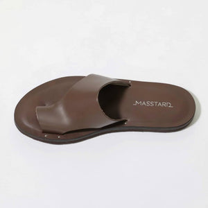 MASSTARD -LEATHER SANDAL【DIP】- CHOCOLATE